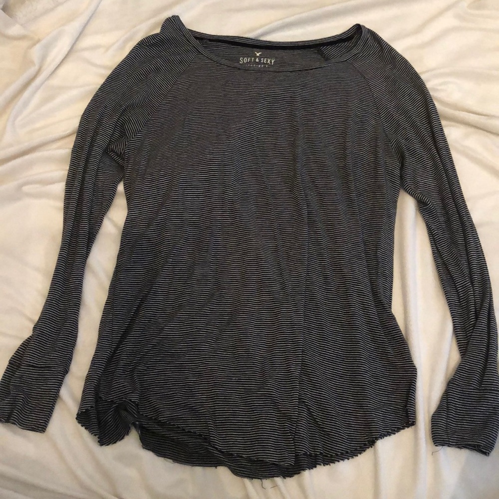 Black & White Striped American Eagle Shirt